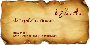 Árpás Andor névjegykártya